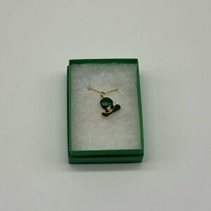 *NEW* Elegant Green and Gold Leprechaun Hat Pendant Necklace